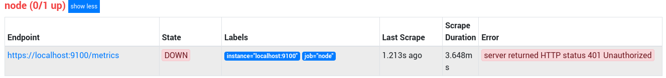 Node Exporter in HTTPS in the targets page